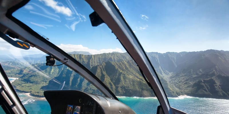 Na Pali Coast seen from a helicopter